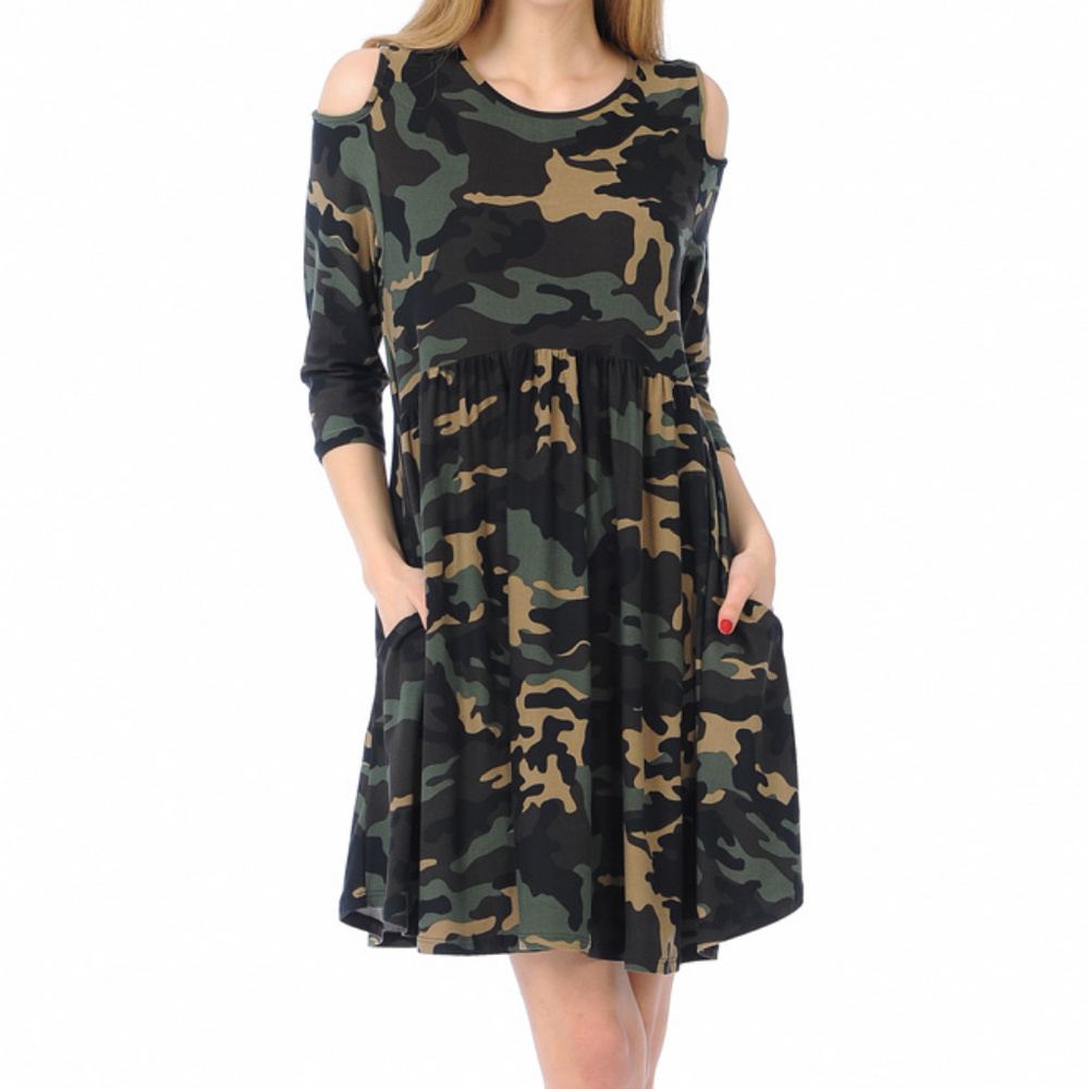 Cold Shoulder Baby Doll Dress - Picture 1 of 5